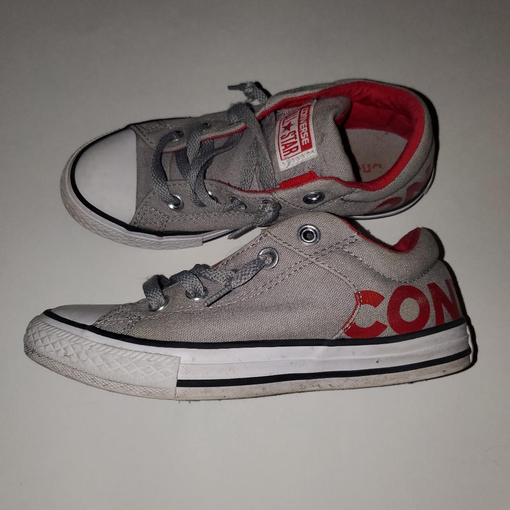 Kids Grey and Red Converse